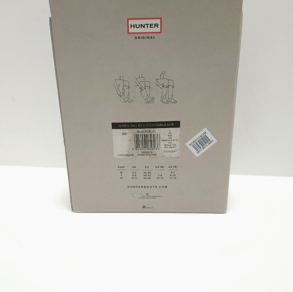 Hunter Boot Socks Tall Cable Knit Fleece Womens Size L 8 - 10 Black NEW - Picture 2 of 6